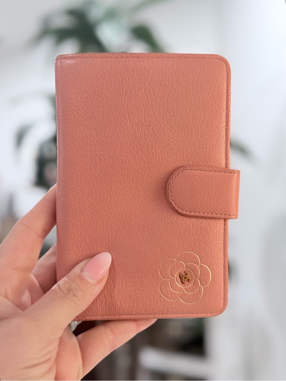 CHANEL Camellia L-Zip Pocket Wallet Pink Lambskin Gold Hardware + Dust Bag